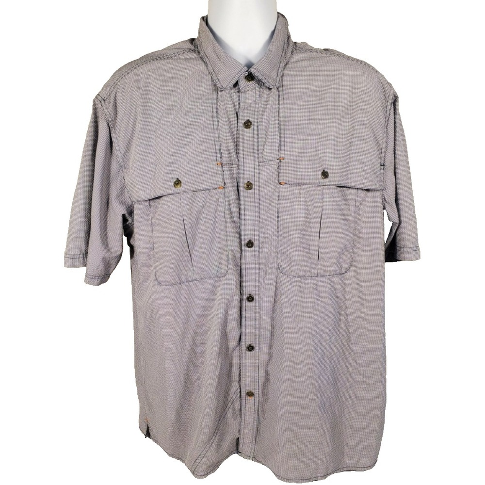 Orvis Shirt Mens XXL Button Down Gray Vented Fishing Short Sleeve Outdoor 2XL